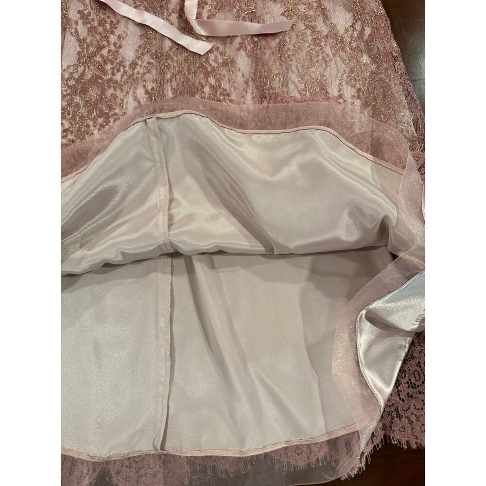 NWT Ann Taylor pink and gold metallic lace formal sash cocktail dress Size 4 - Picture 10 of 13